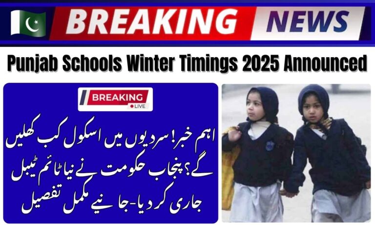 School timings 2025 Punjab Punjab winter school timings